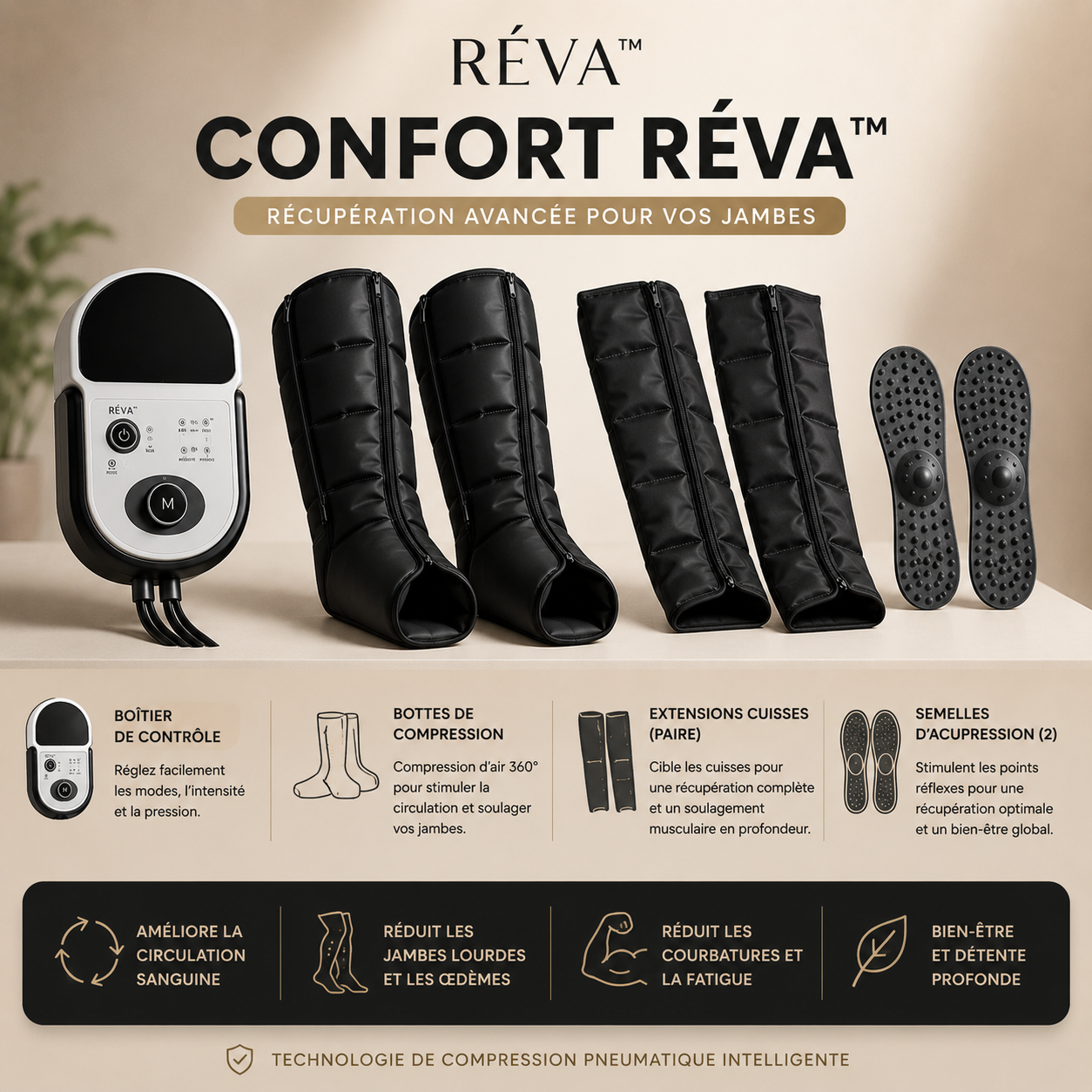 Masseur de Jambes à Compression RÉVA™